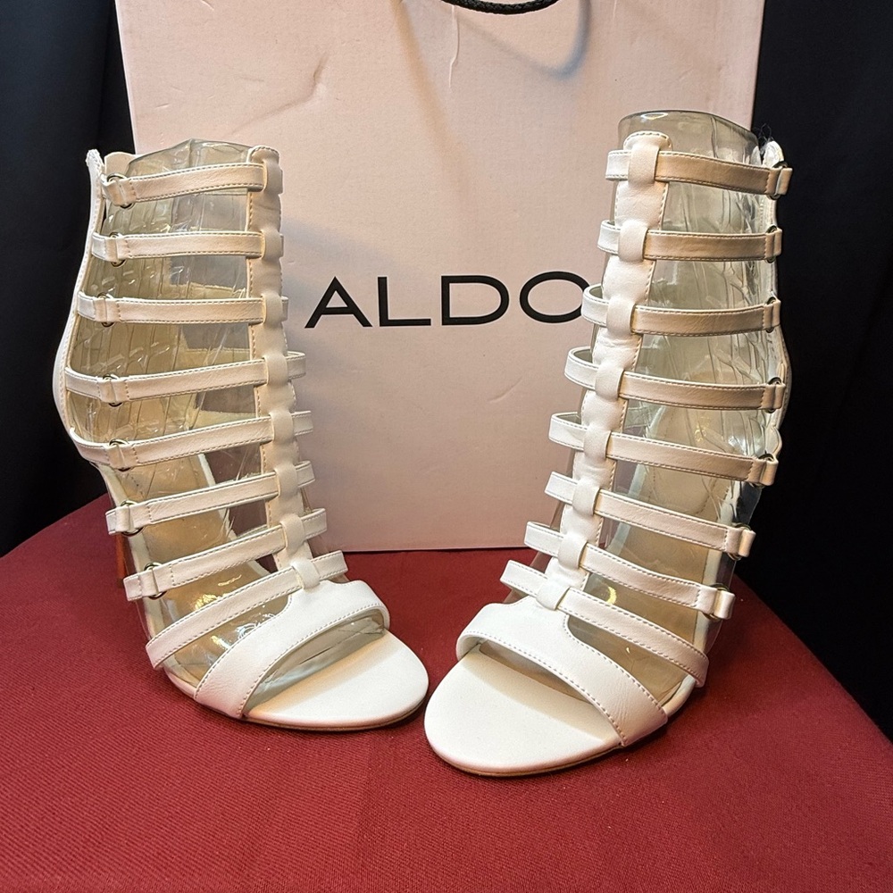 Aldo White Strappy Heels Elegant Design